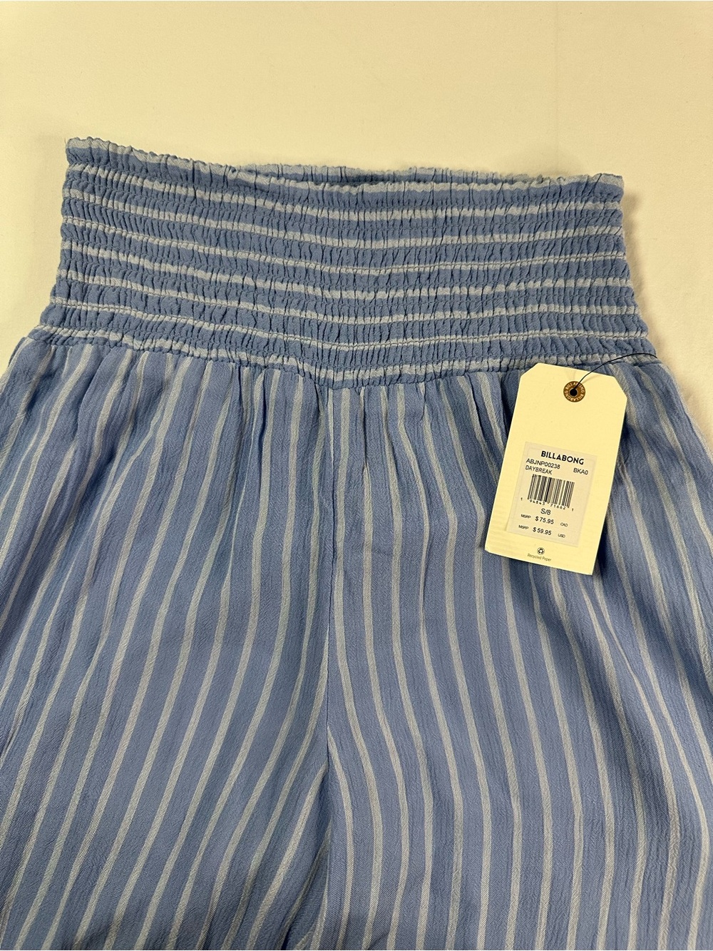NWT Billabong Light Blue Striped Wide-Leg Pants - Women Size Small - Picture 15 of 16